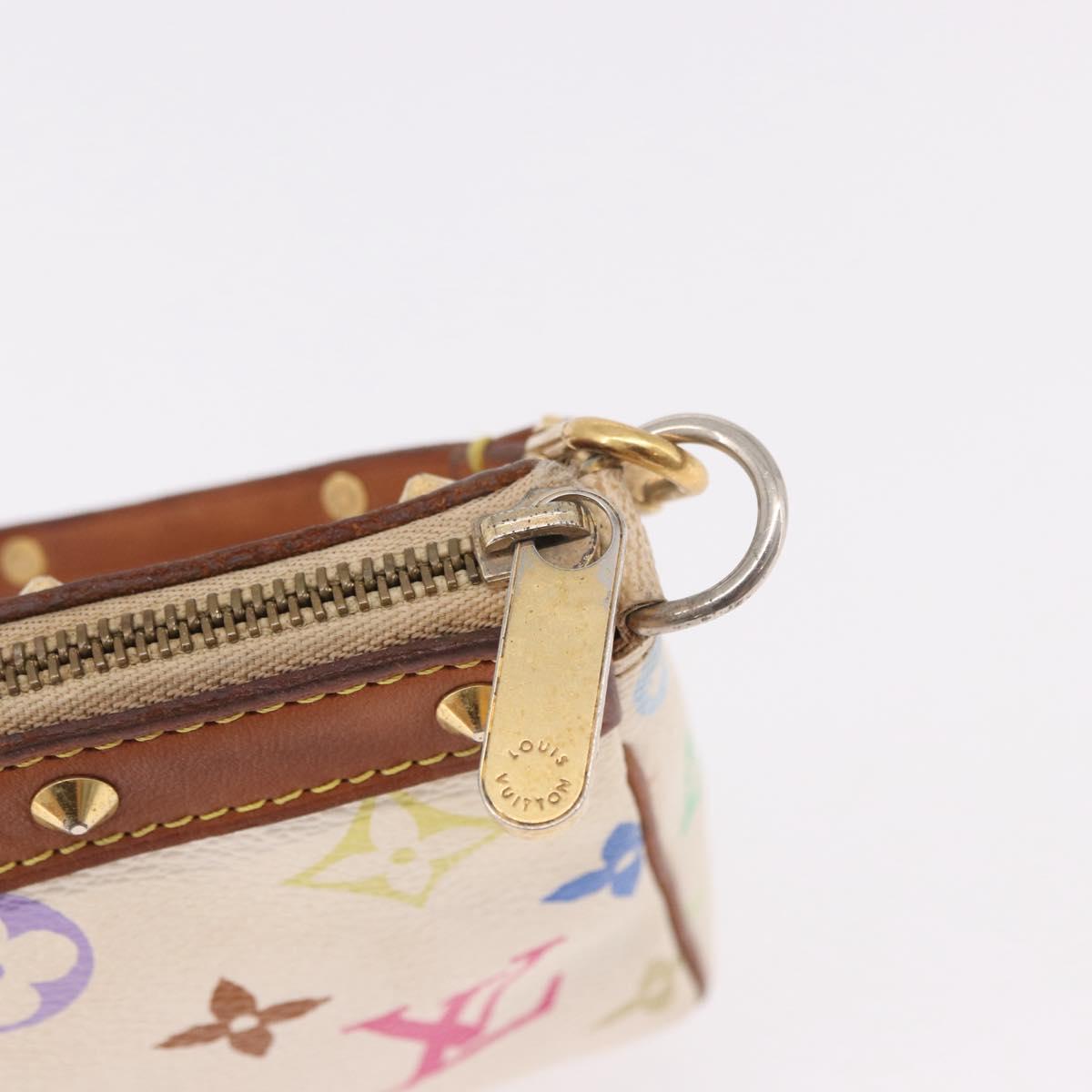 LOUIS VUITTON Monogram Multicolor Pochette Accessoires White M92649 Auth 191620