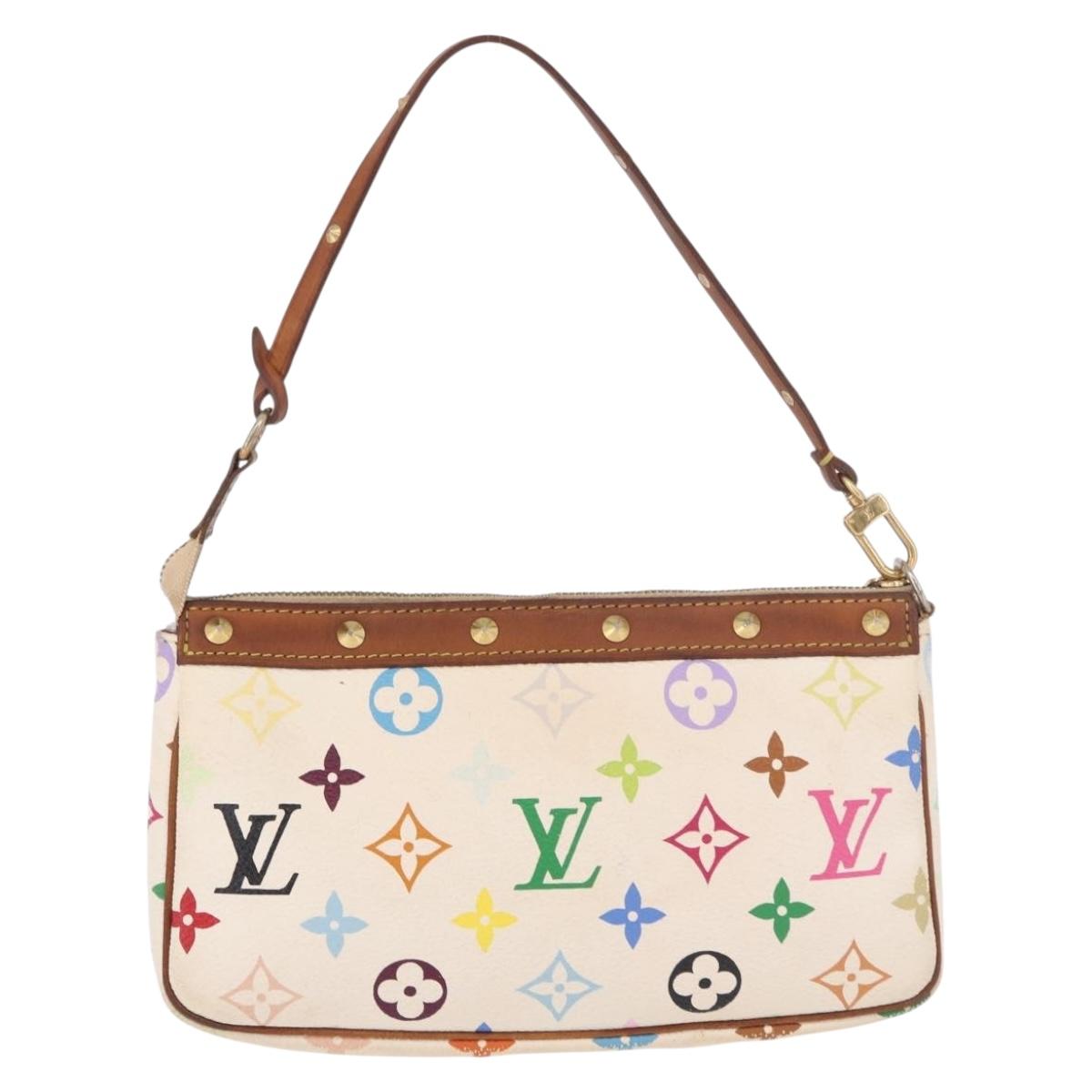 LOUIS VUITTON Monogram Multicolor Pochette Accessoires White M92649 Auth 191620