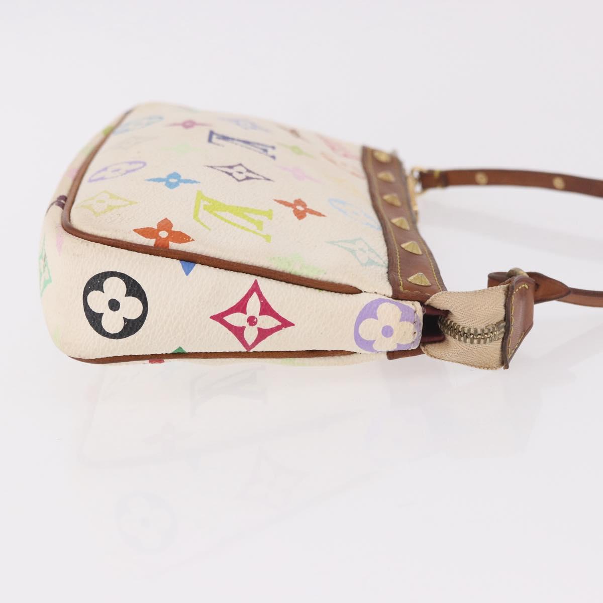 LOUIS VUITTON Monogram Multicolor Pochette Accessoires White M92649 Auth 191620