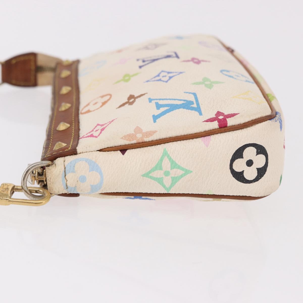 LOUIS VUITTON Monogram Multicolor Pochette Accessoires White M92649 Auth 191620