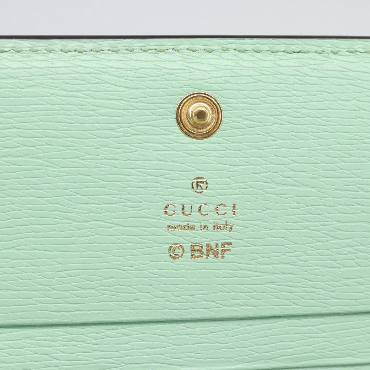 GUCCI Bananya Compact Wallet Leather Mint Green 701009 Auth 191625M