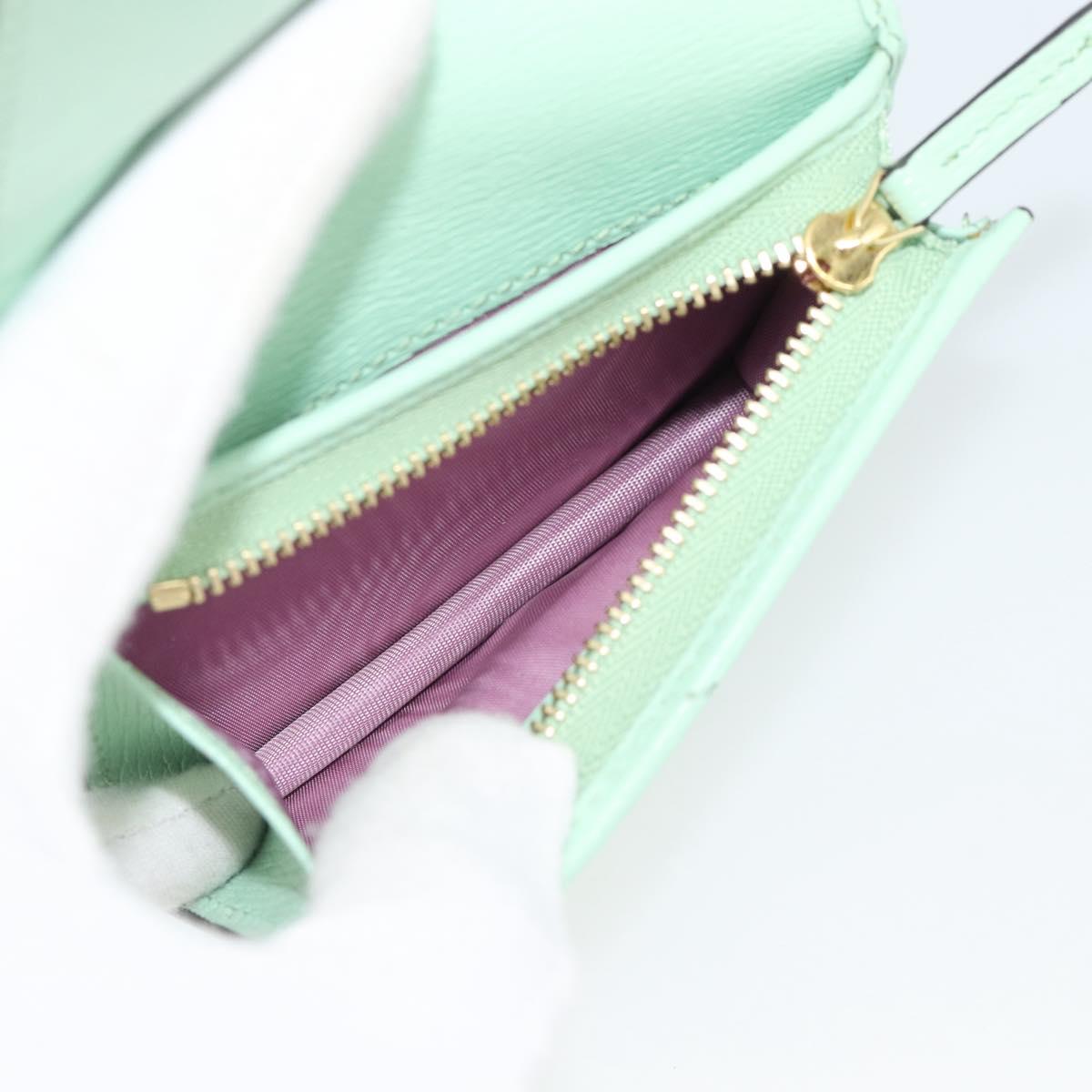 GUCCI Bananya Compact Wallet Leather Mint Green 701009 Auth 191625M