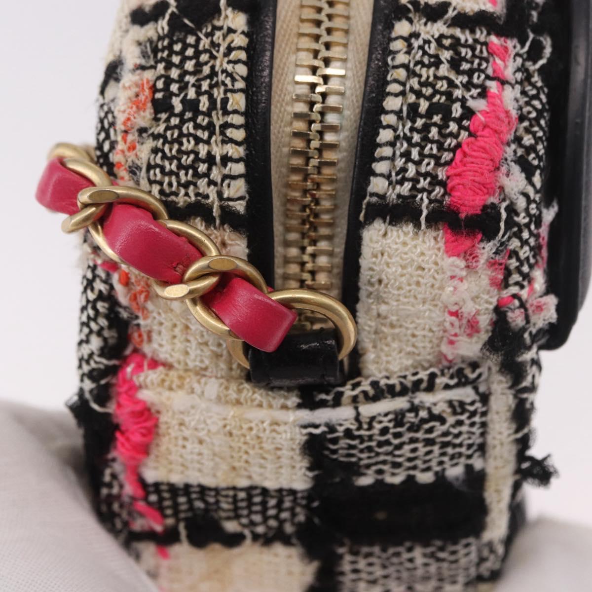 CHANEL Matelasse Chain Shoulder Bag Tweed Multicolor Gold CC Auth 191646SM