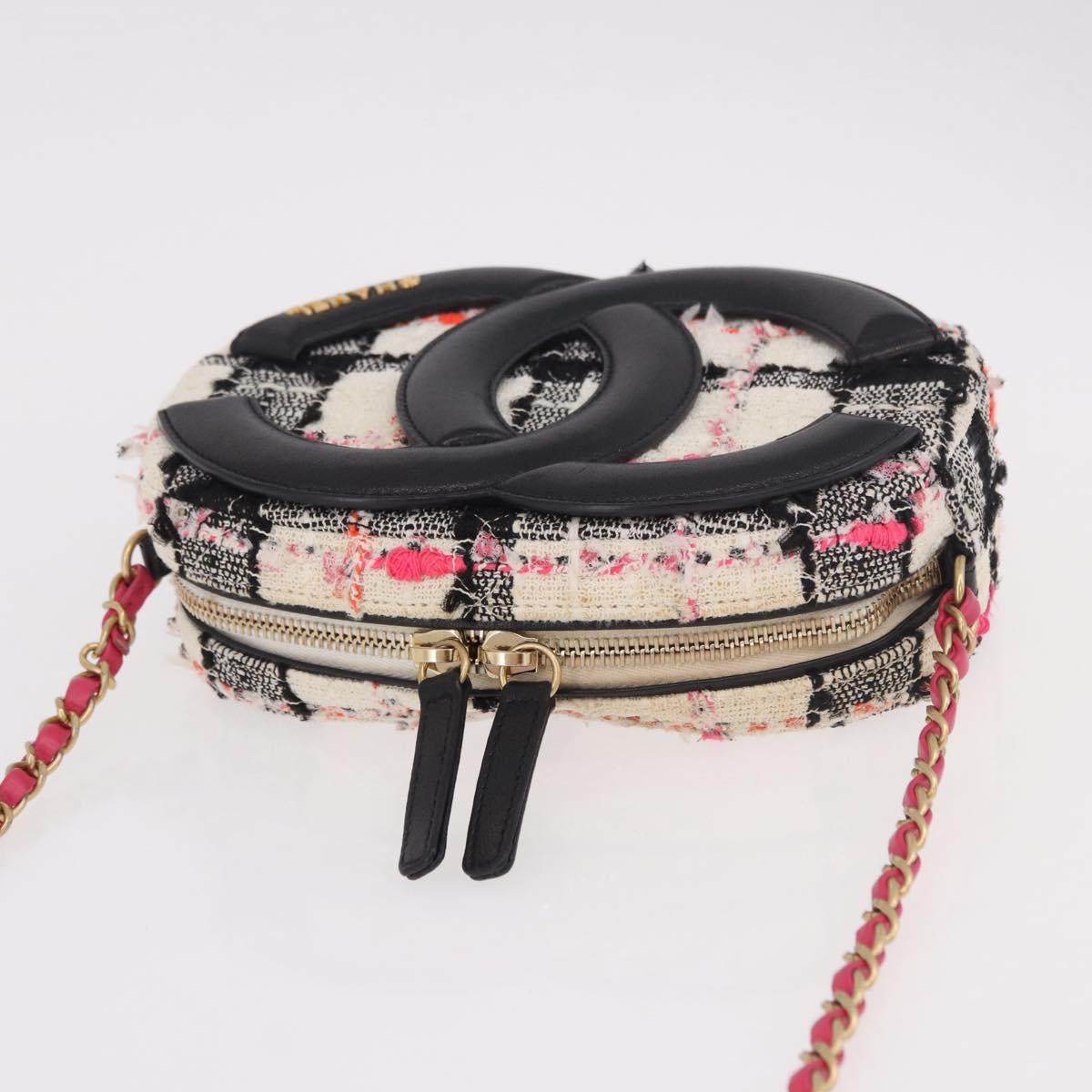 CHANEL Matelasse Chain Shoulder Bag Tweed Multicolor Gold CC Auth 191646SM