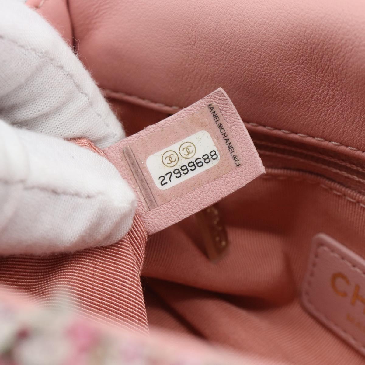 CHANEL Chain Shoulder Bag Tweed 2way Pink Gold CC Auth 191647SAM