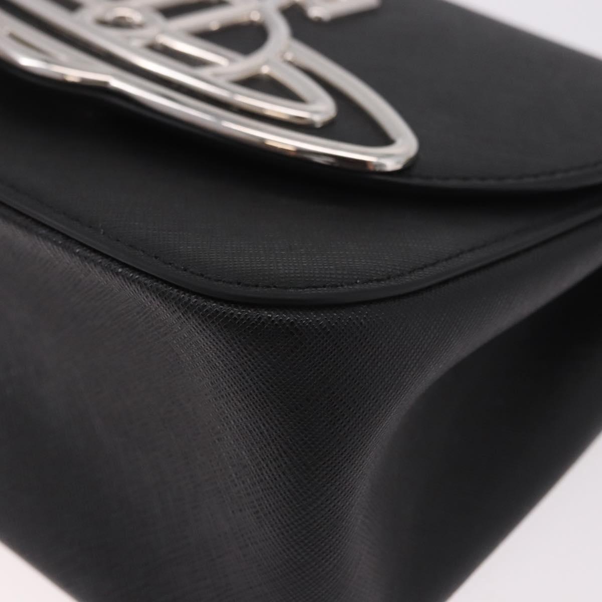 Vivienne Westwood Shoulder Bag Leather Black Silver Auth 191650V