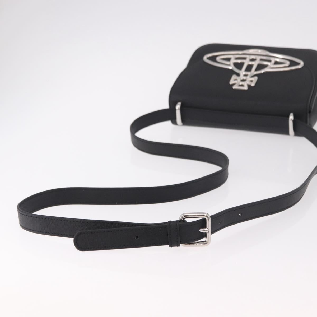 Vivienne Westwood Shoulder Bag Leather Black Silver Auth 191650V