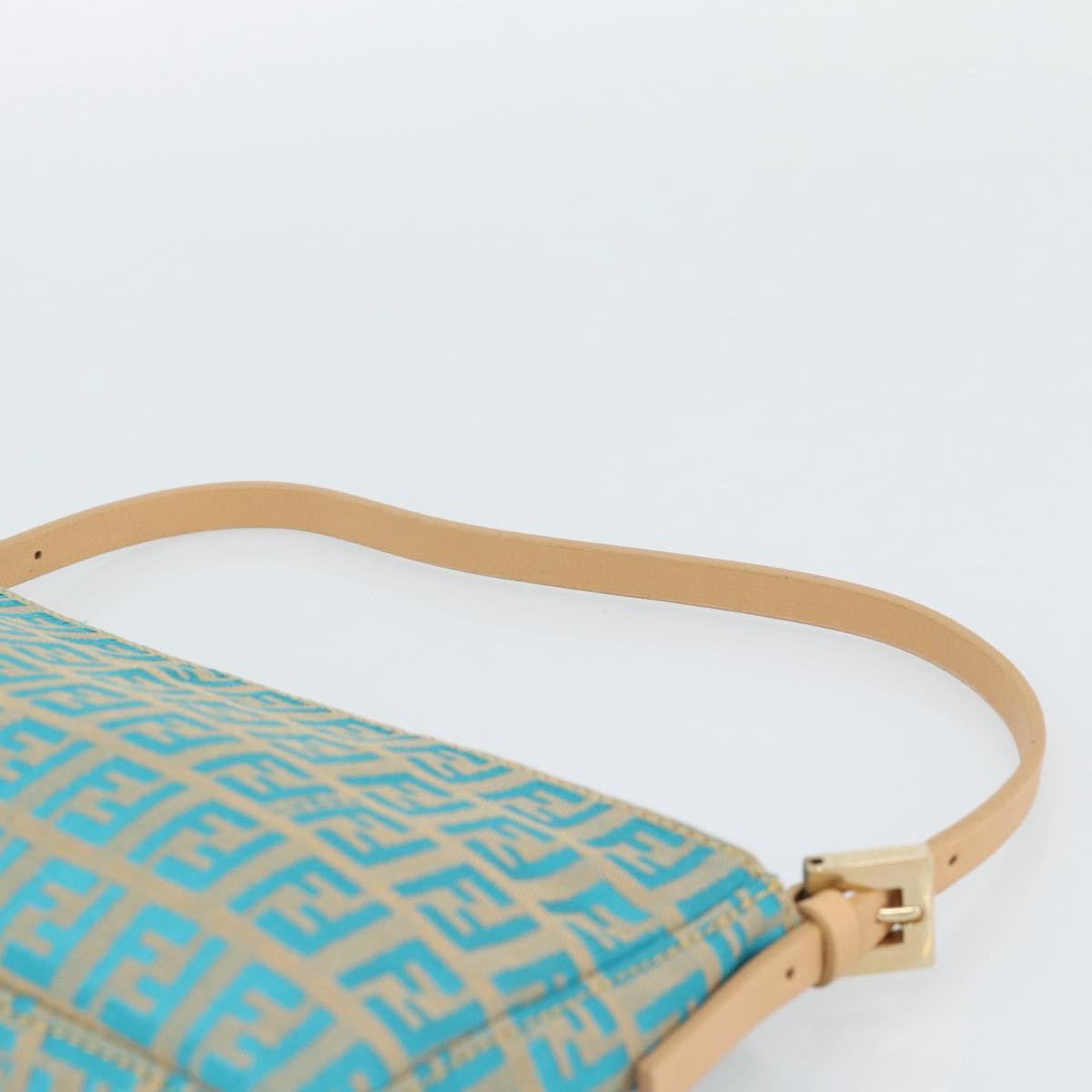 FENDI Zucchino Canvas Accessory Pouch Green Gold Auth 191651A