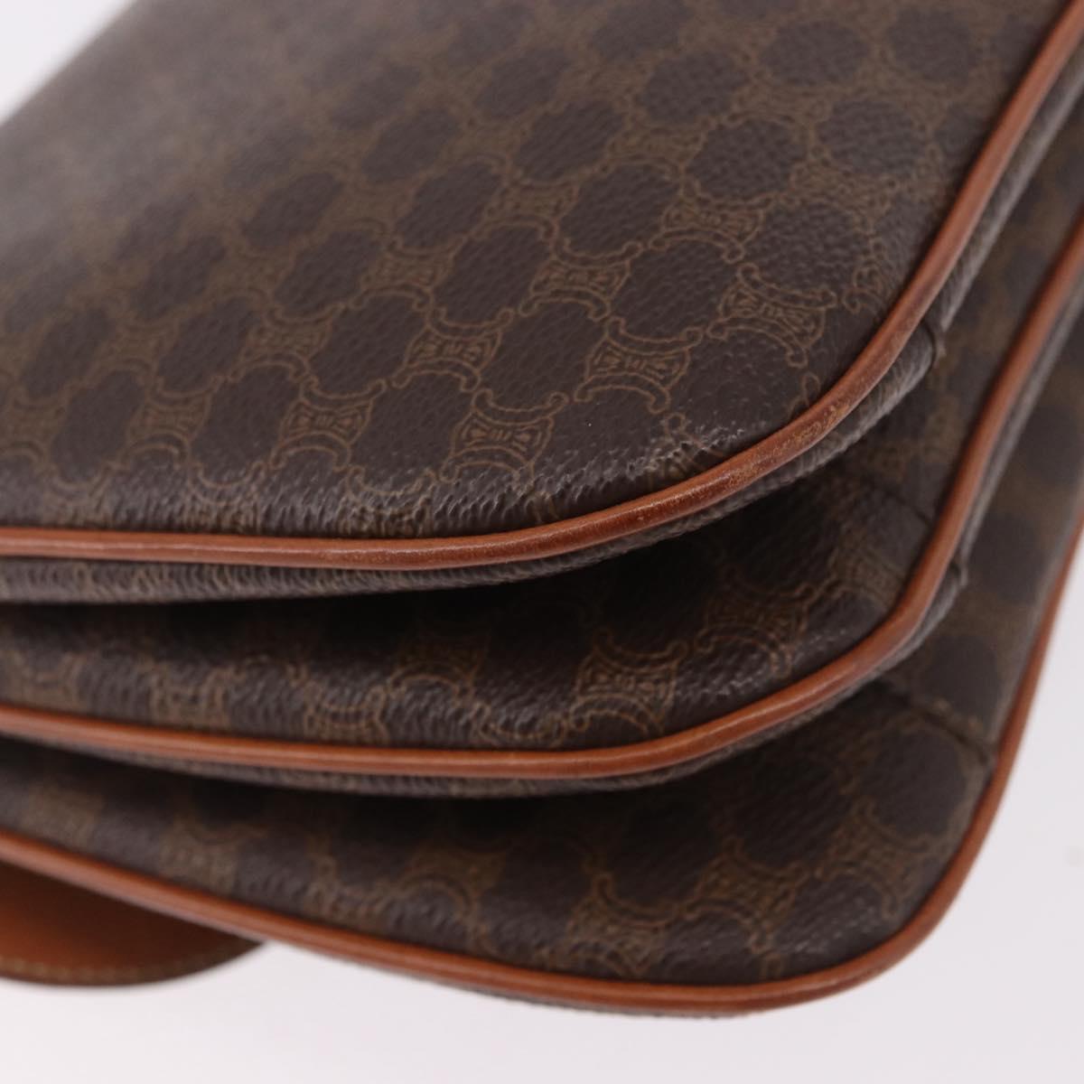 CELINE Macadam Shoulder Bag PVC Leather Brown Gold Auth 191652