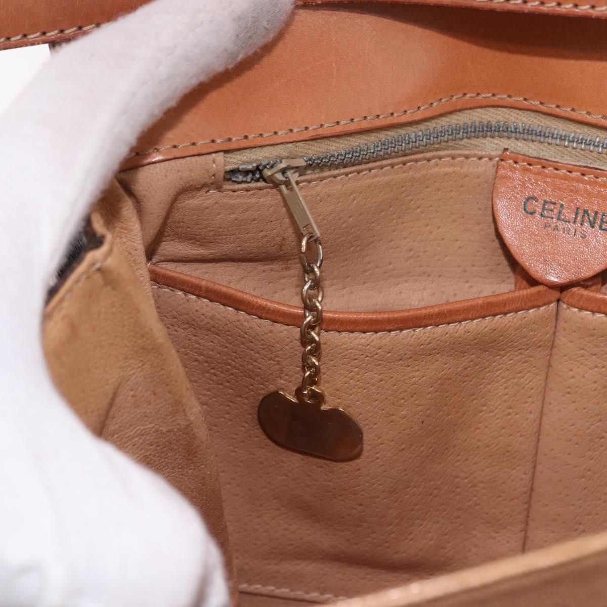 CELINE Macadam Shoulder Bag PVC Leather Brown Gold Auth 191652