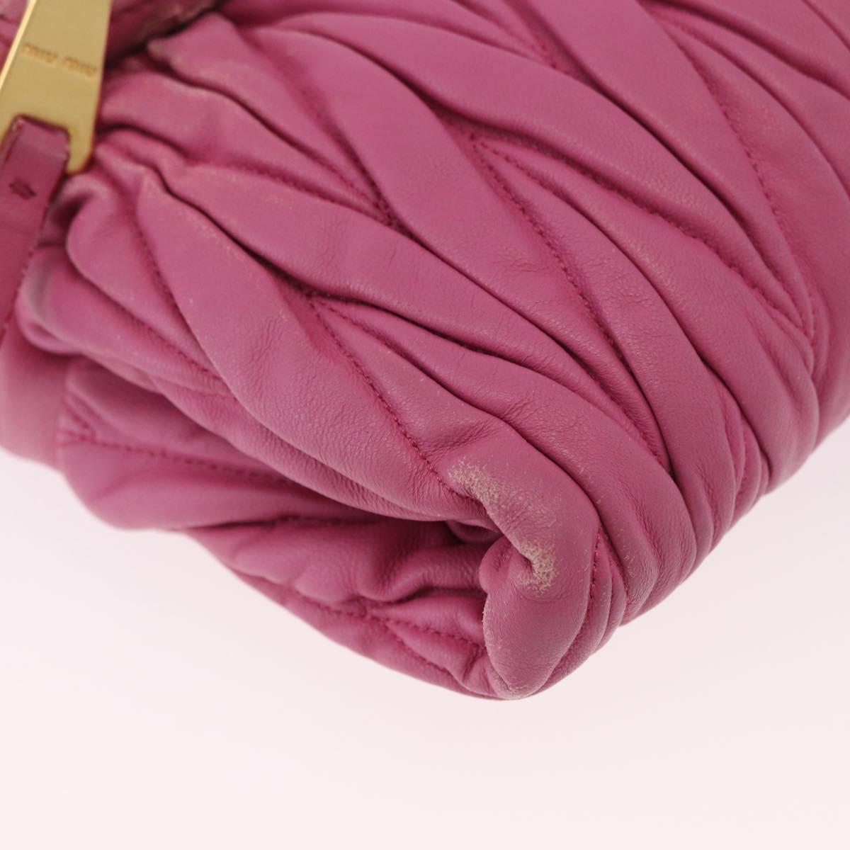 Miu Miu Matelasse Shoulder Bag Leather Pink Gold Auth 191653