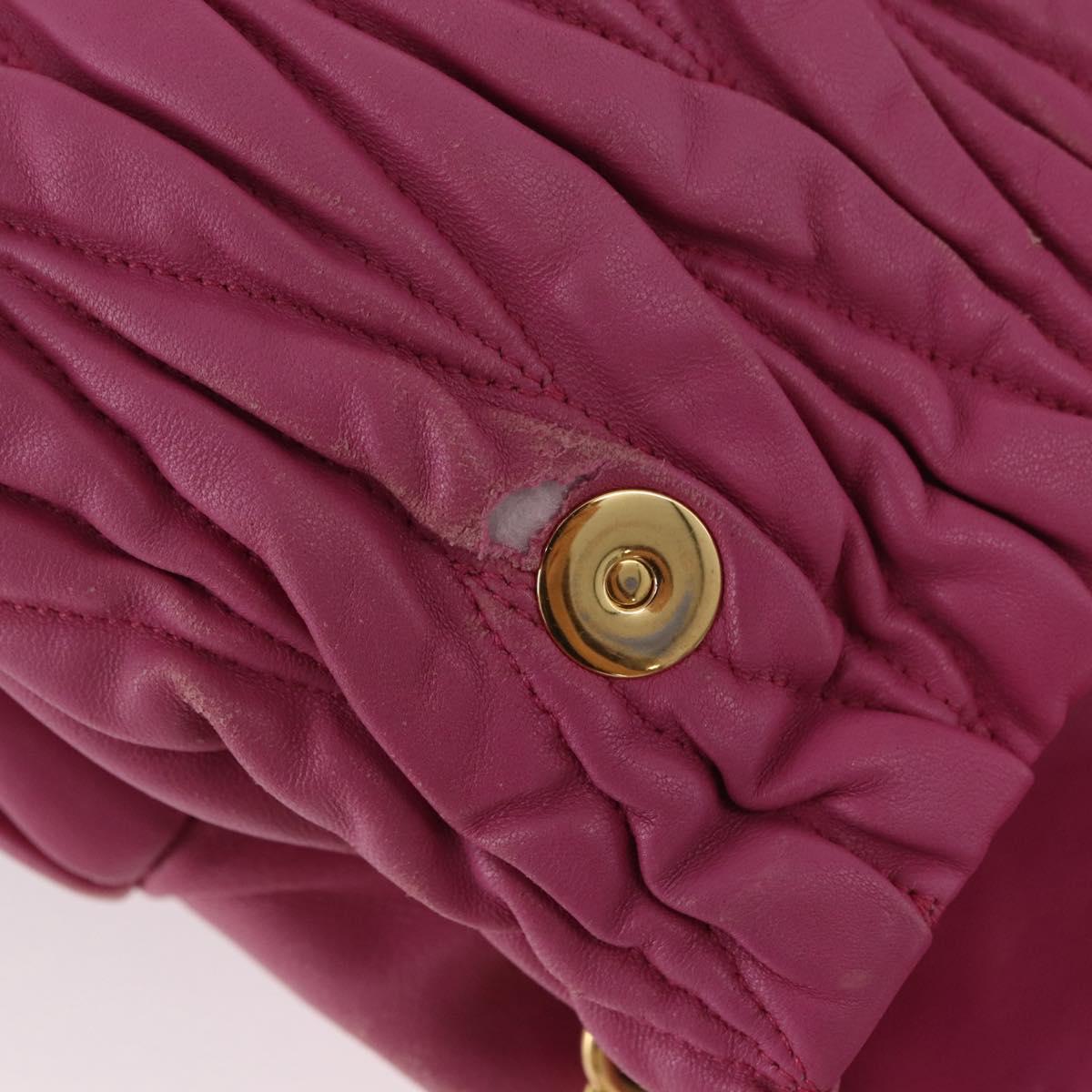 Miu Miu Matelasse Shoulder Bag Leather Pink Gold Auth 191653