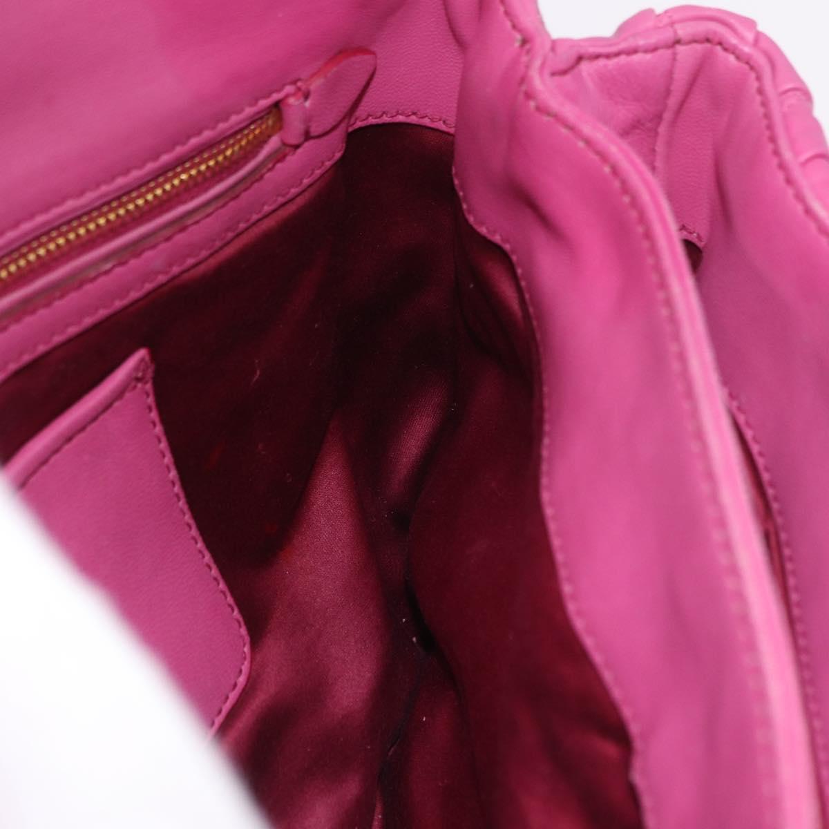 Miu Miu Matelasse Shoulder Bag Leather Pink Gold Auth 191653