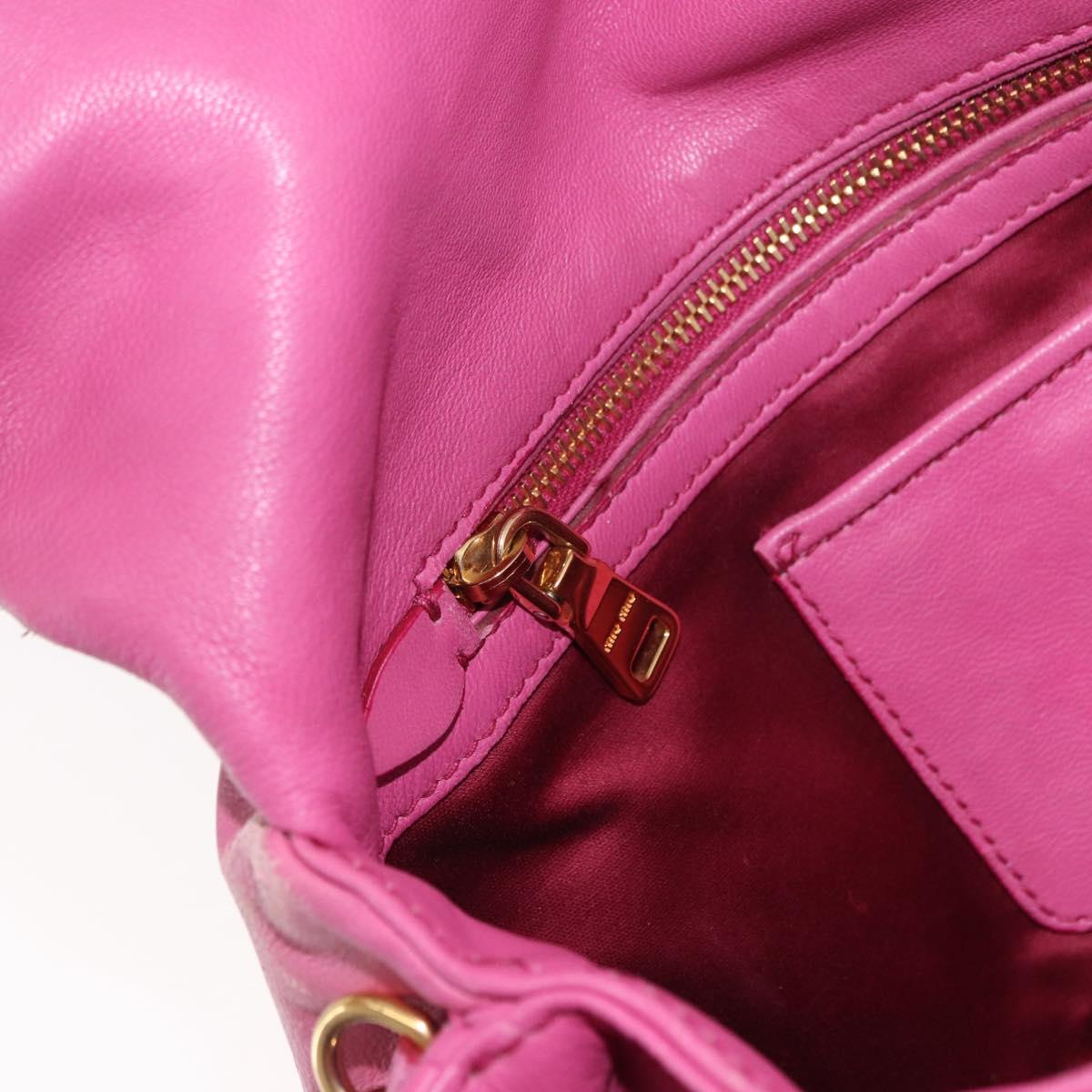 Miu Miu Matelasse Shoulder Bag Leather Pink Gold Auth 191653