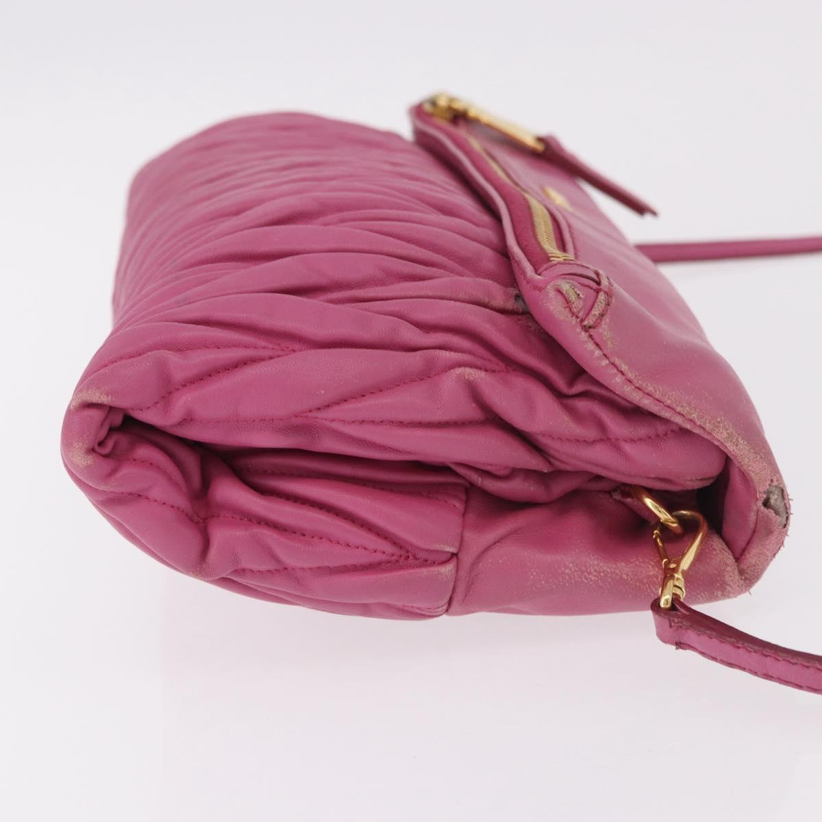 Miu Miu Matelasse Shoulder Bag Leather Pink Gold Auth 191653