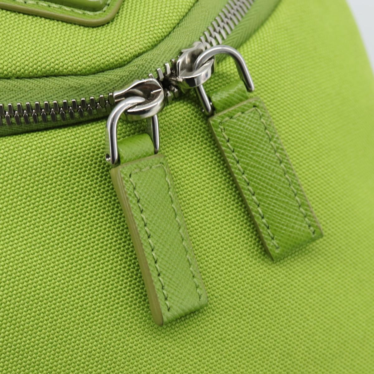 PRADA Shoulder Bag Canvas Green Silver Auth 191654SV
