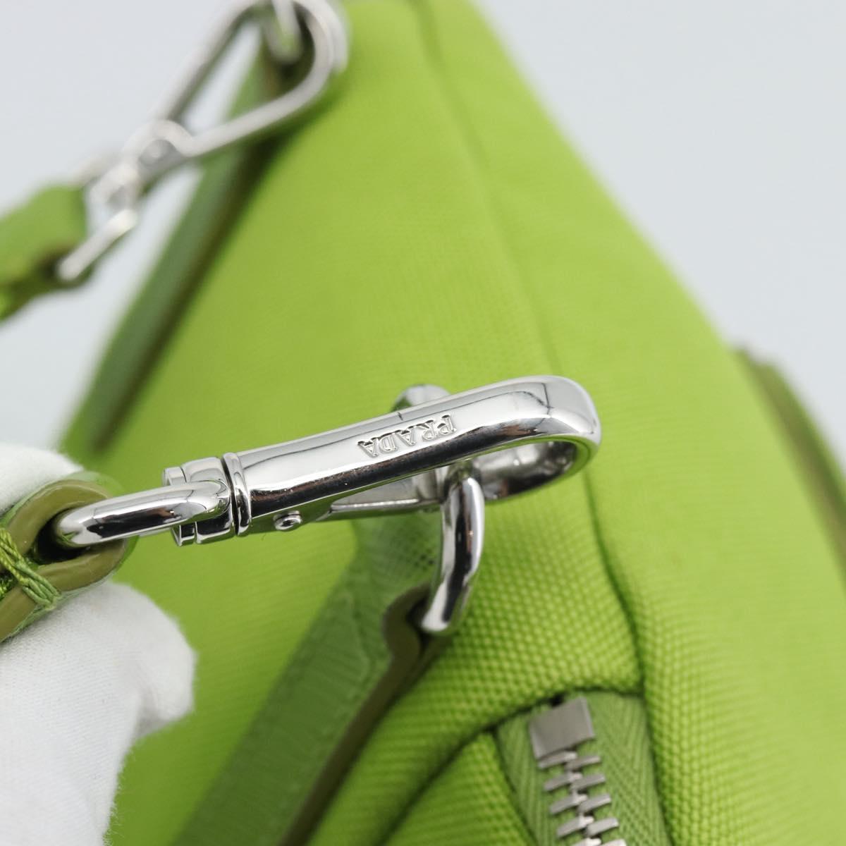 PRADA Shoulder Bag Canvas Green Silver Auth 191654SV