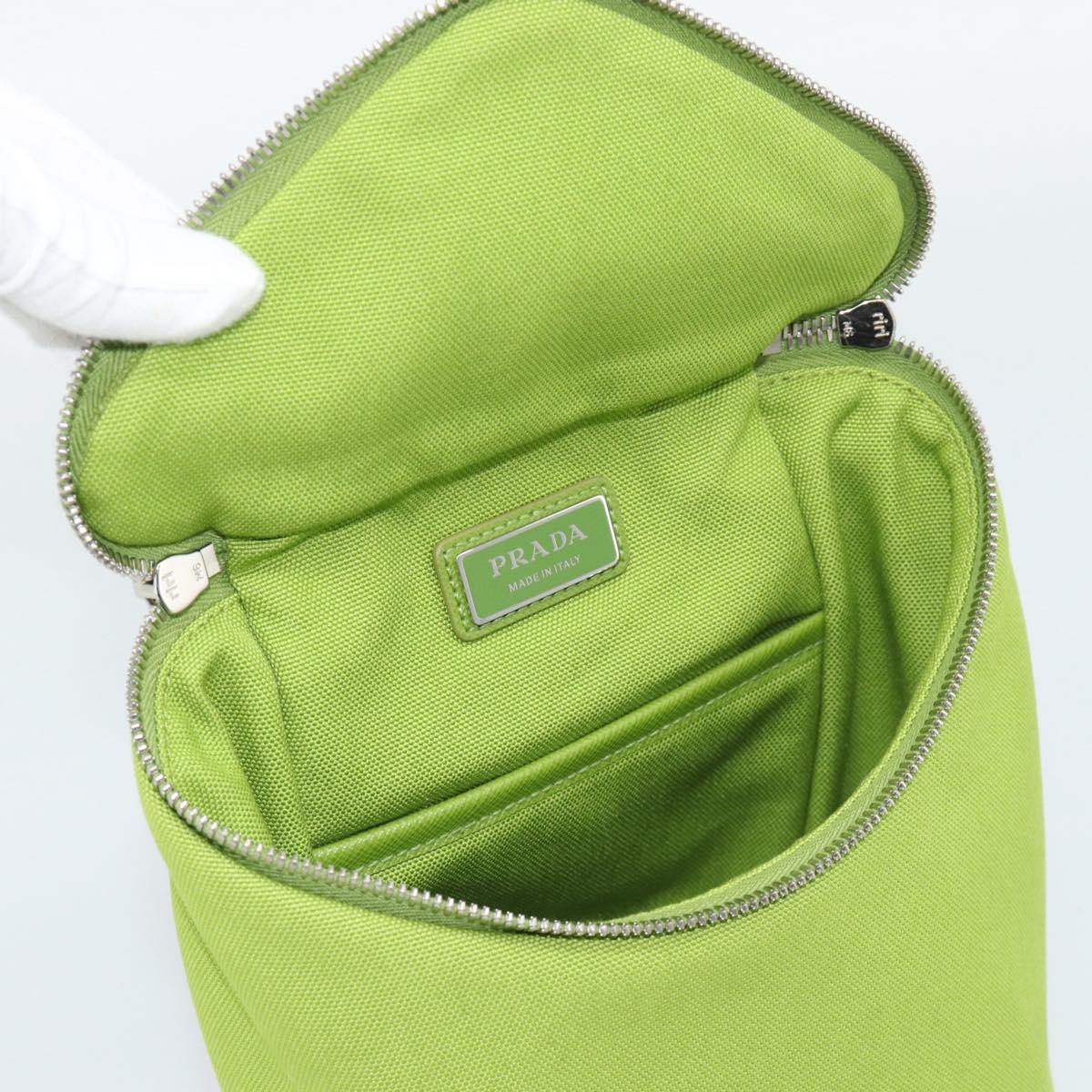 PRADA Shoulder Bag Canvas Green Silver Auth 191654SV