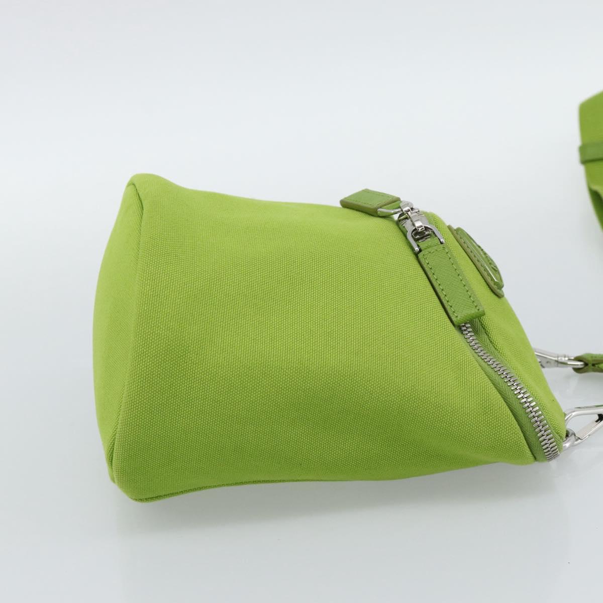 PRADA Shoulder Bag Canvas Green Silver Auth 191654SV