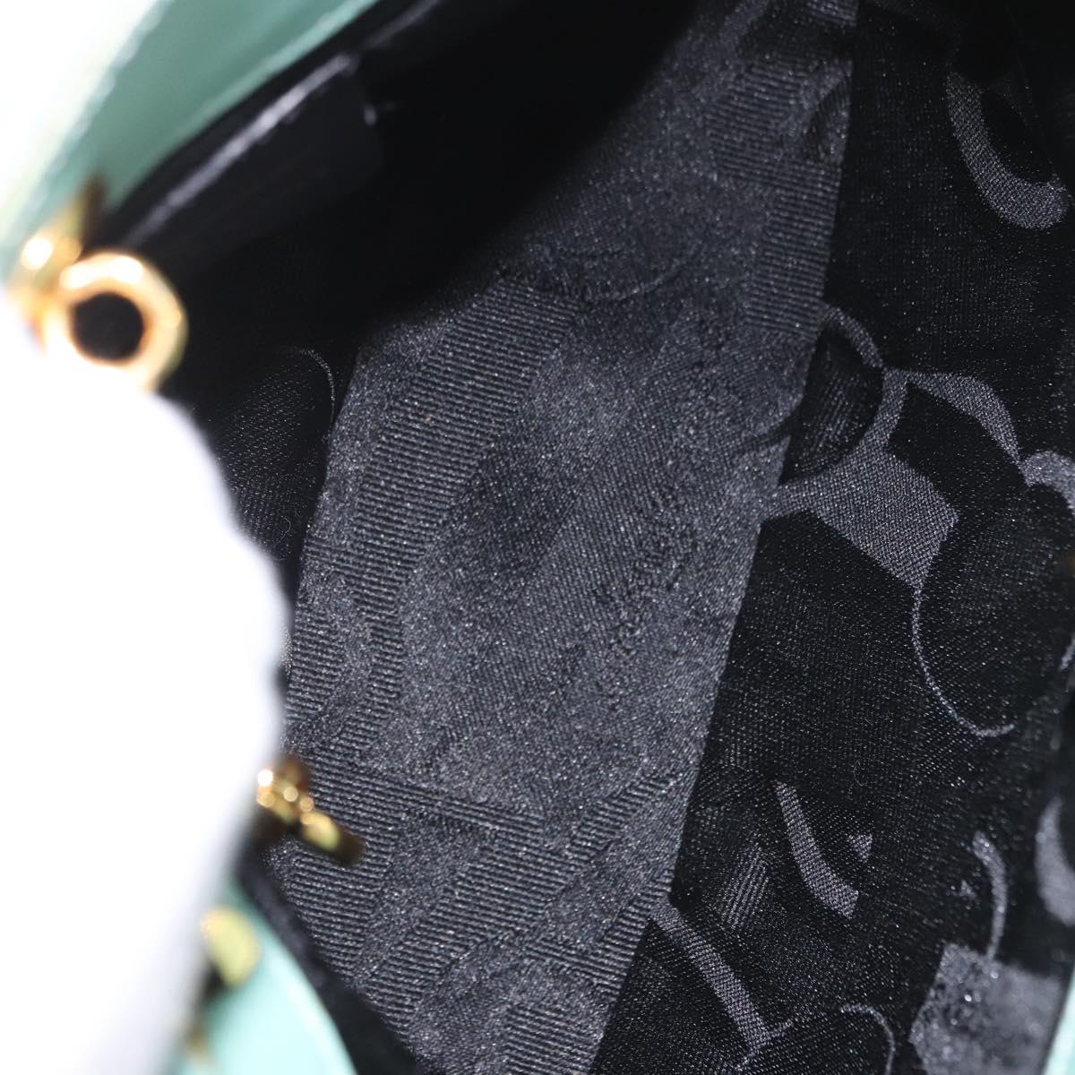 Salvatore Ferragamo Vala Hand Bag Canvas 2way Green Gold Auth 191655A