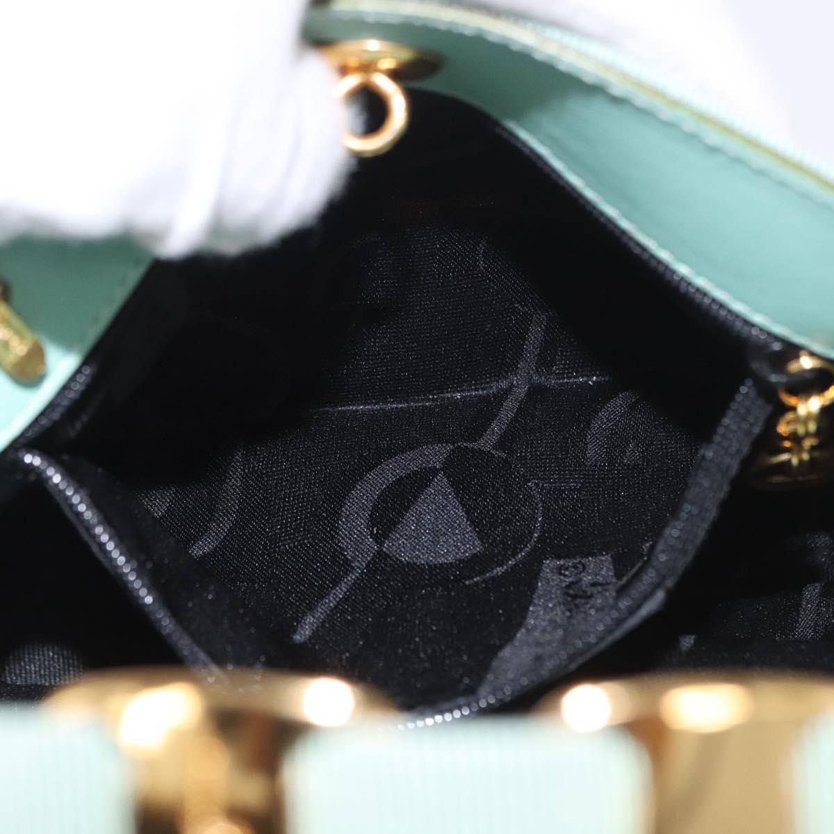 Salvatore Ferragamo Vala Hand Bag Canvas 2way Green Gold Auth 191655A
