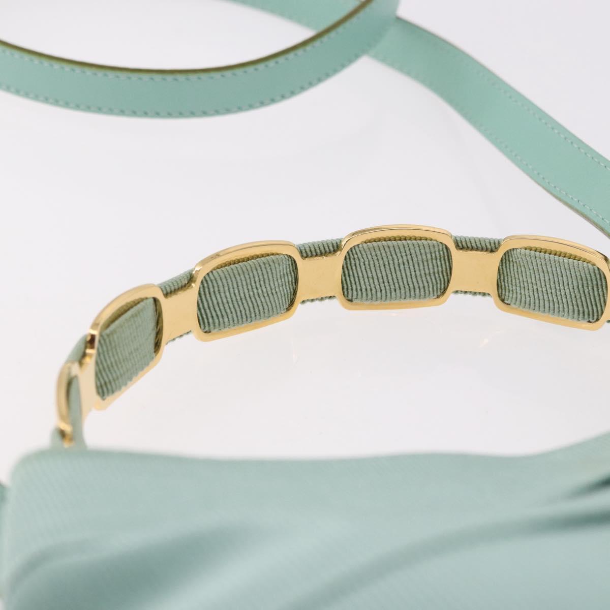 Salvatore Ferragamo Vala Hand Bag Canvas 2way Green Gold Auth 191655A