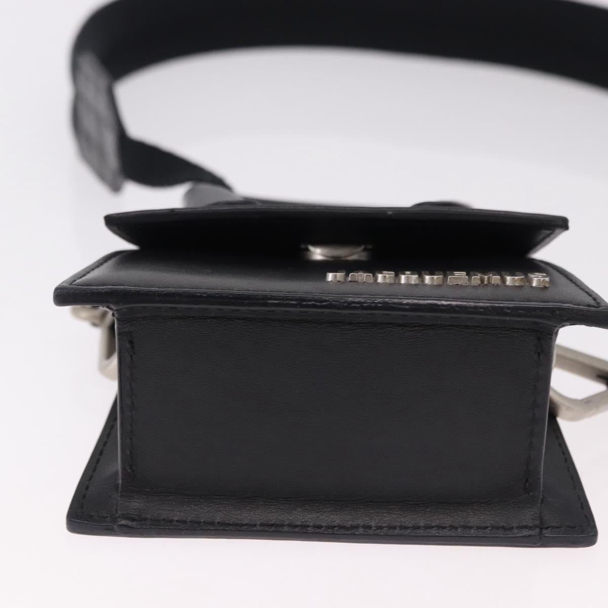 JACQUEMUS Shoulder Pouch Leather 2way Black Silver Auth 191657V