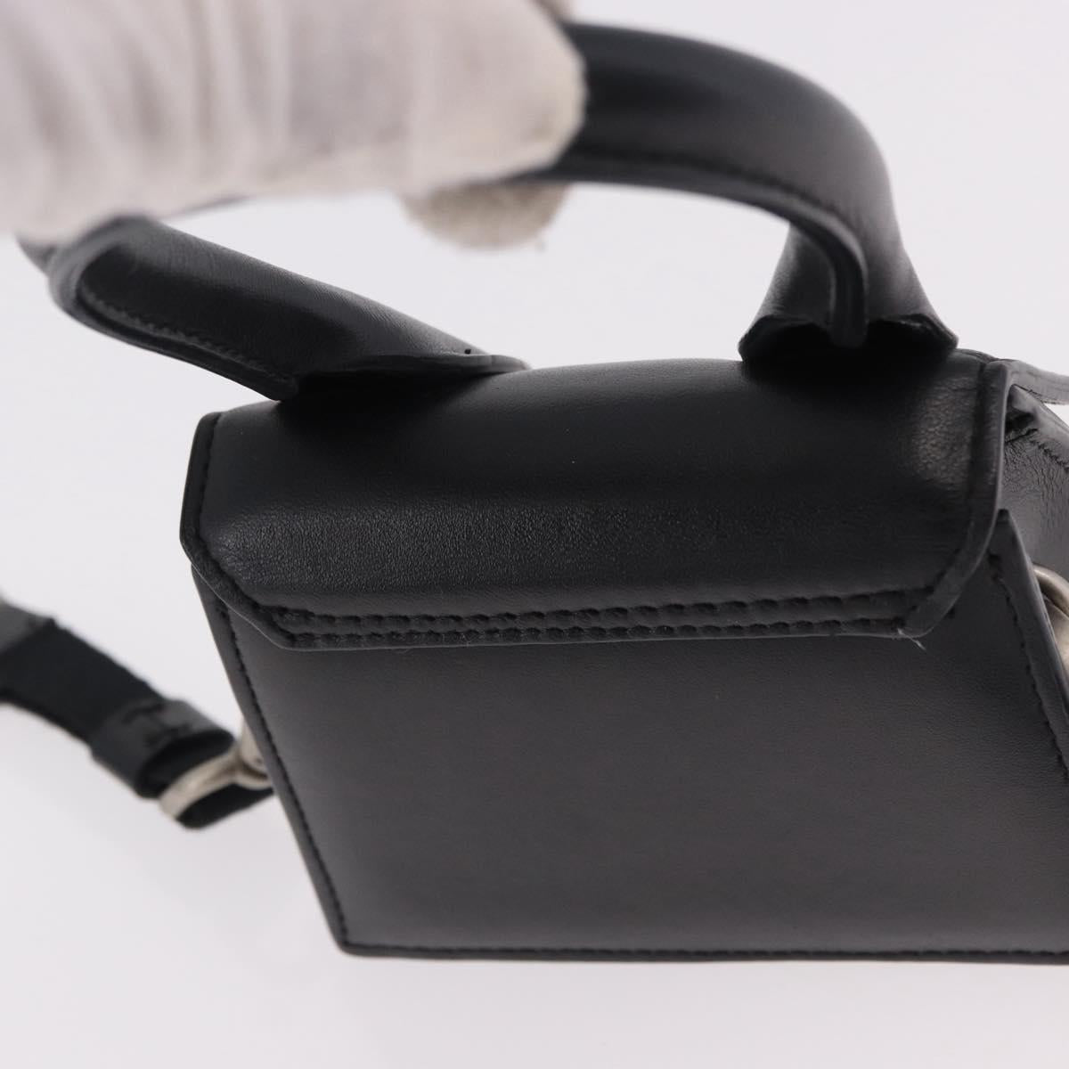 JACQUEMUS Shoulder Pouch Leather 2way Black Silver Auth 191657V