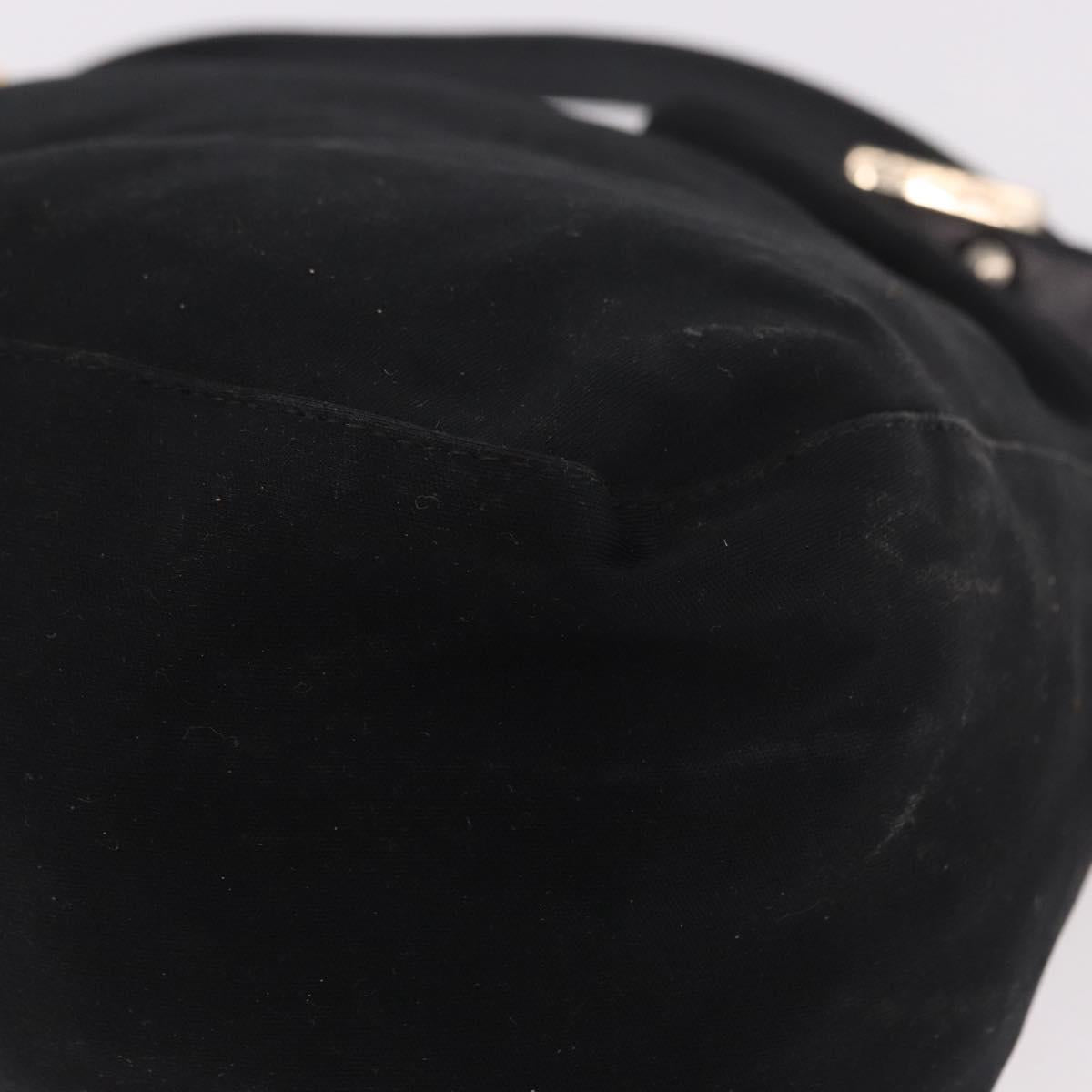 FENDI Mamma Baguette Shoulder Bag Cotton Black Gold Auth 191671