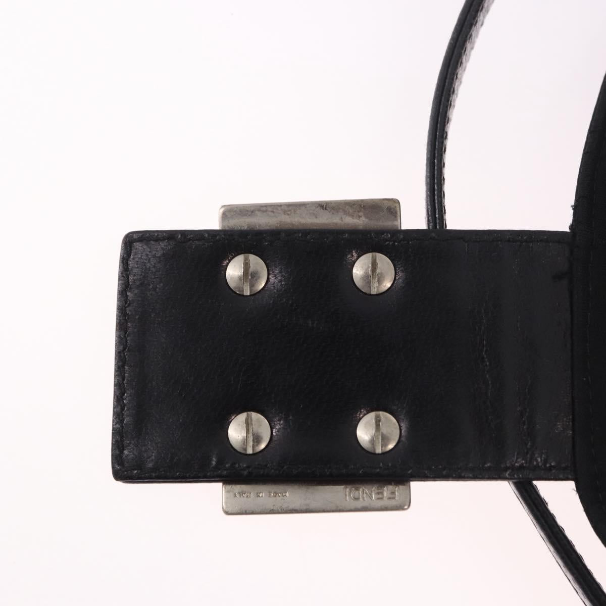 FENDI Mamma Baguette Shoulder Bag Cotton Black Gold Auth 191671