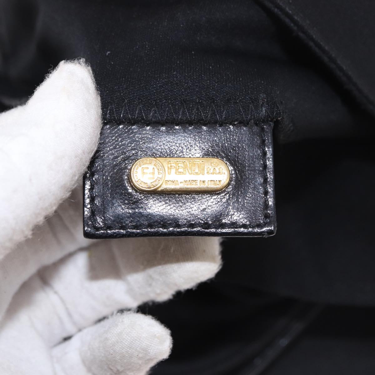 FENDI Mamma Baguette Shoulder Bag Cotton Black Gold Auth 191671