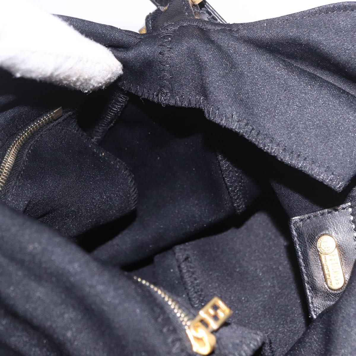 FENDI Mamma Baguette Shoulder Bag Cotton Black Gold Auth 191671