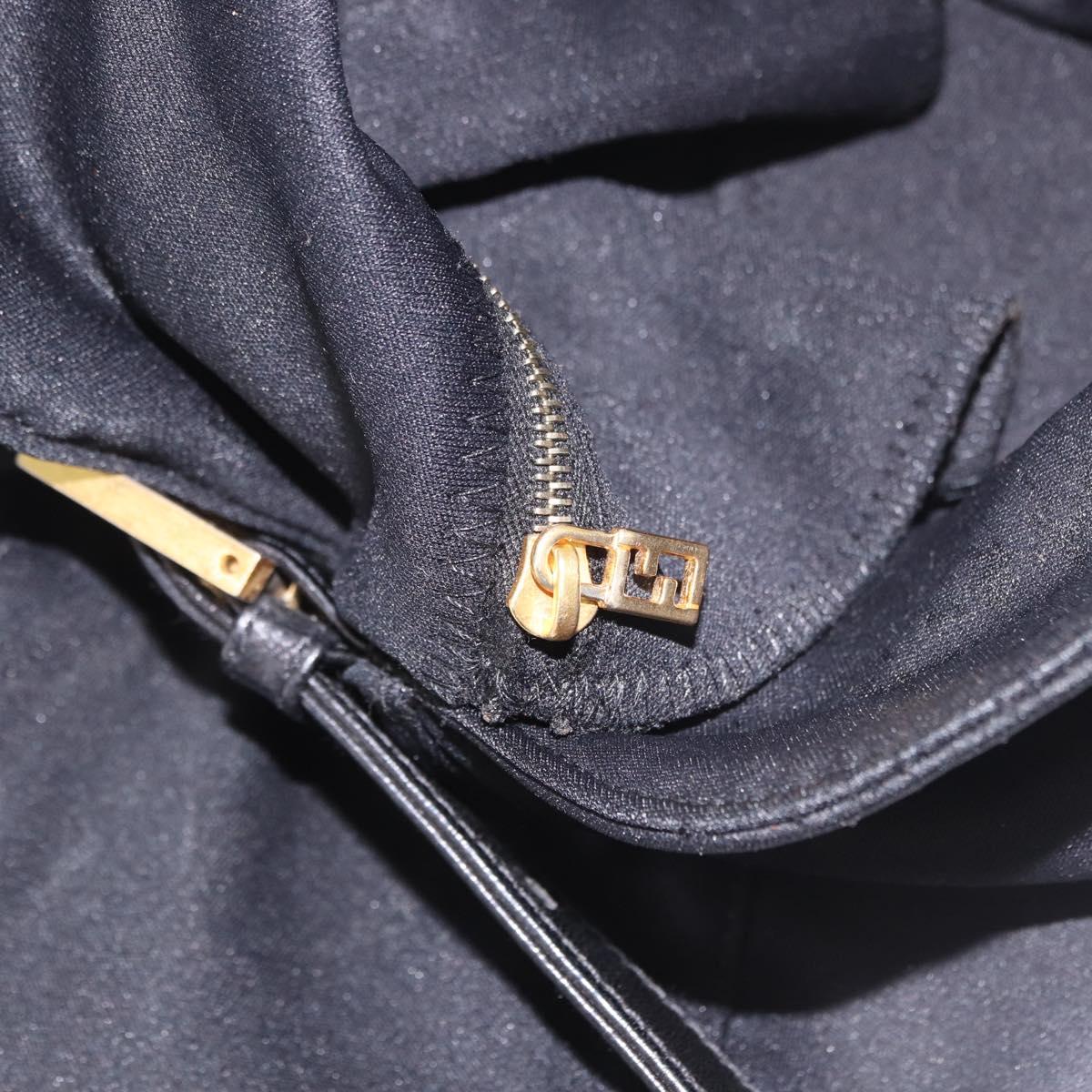 FENDI Mamma Baguette Shoulder Bag Cotton Black Gold Auth 191671