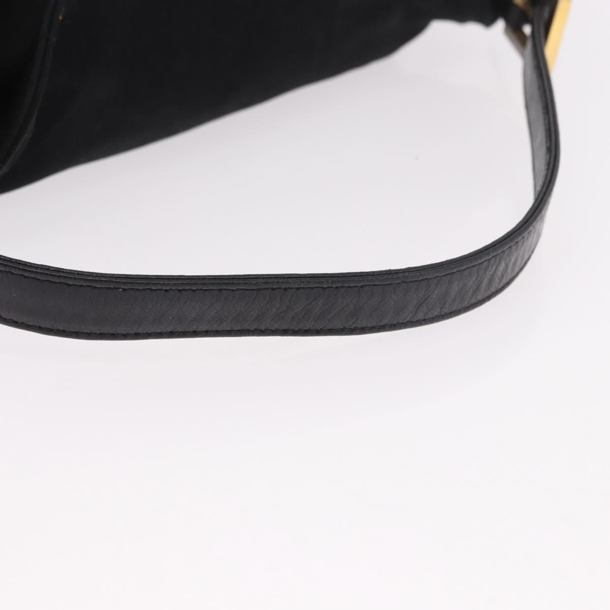 FENDI Mamma Baguette Shoulder Bag Cotton Black Gold Auth 191671