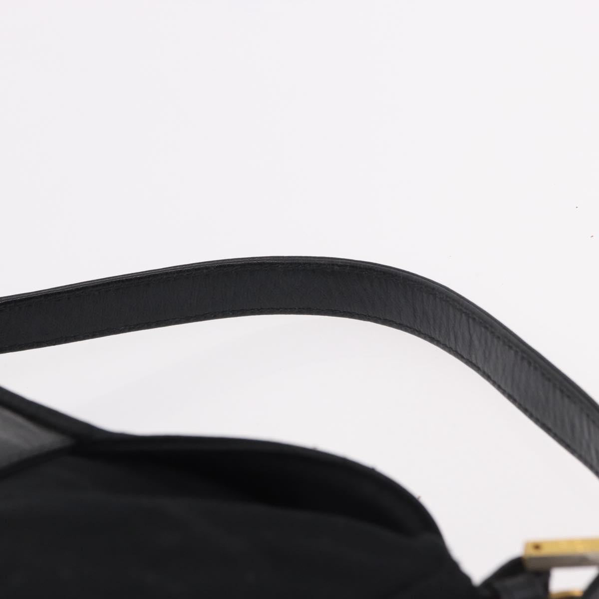 FENDI Mamma Baguette Shoulder Bag Cotton Black Gold Auth 191671
