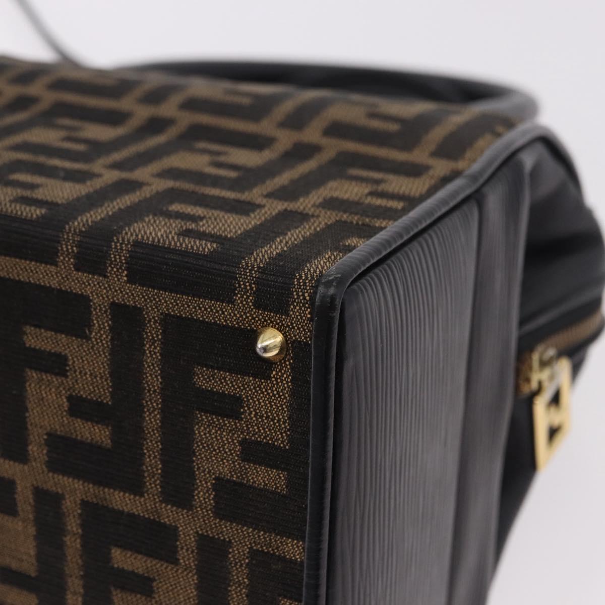 FENDI Zucca Canvas Vanity Hand Bag 2way Brown Gold Auth 191672