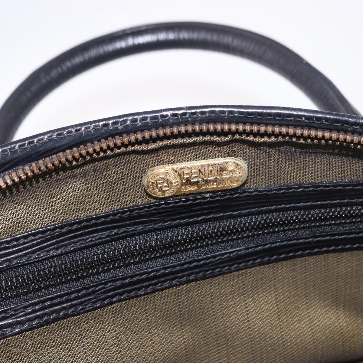 FENDI Zucca Canvas Vanity Hand Bag 2way Brown Gold Auth 191672