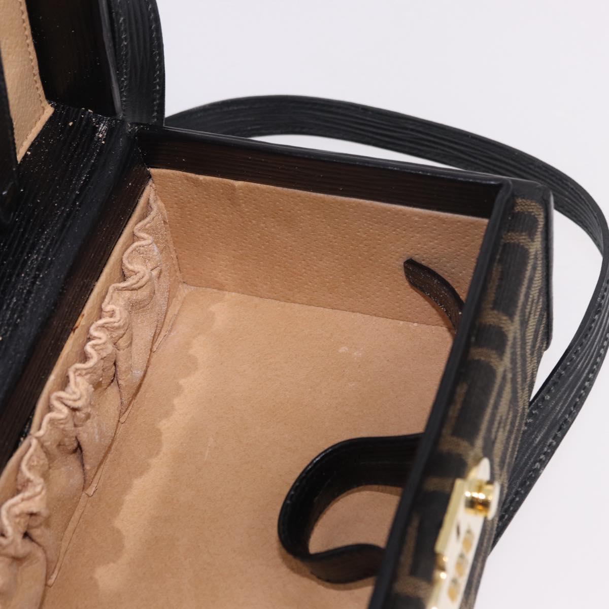 FENDI Zucca Canvas Vanity Hand Bag 2way Brown Gold Auth 191672