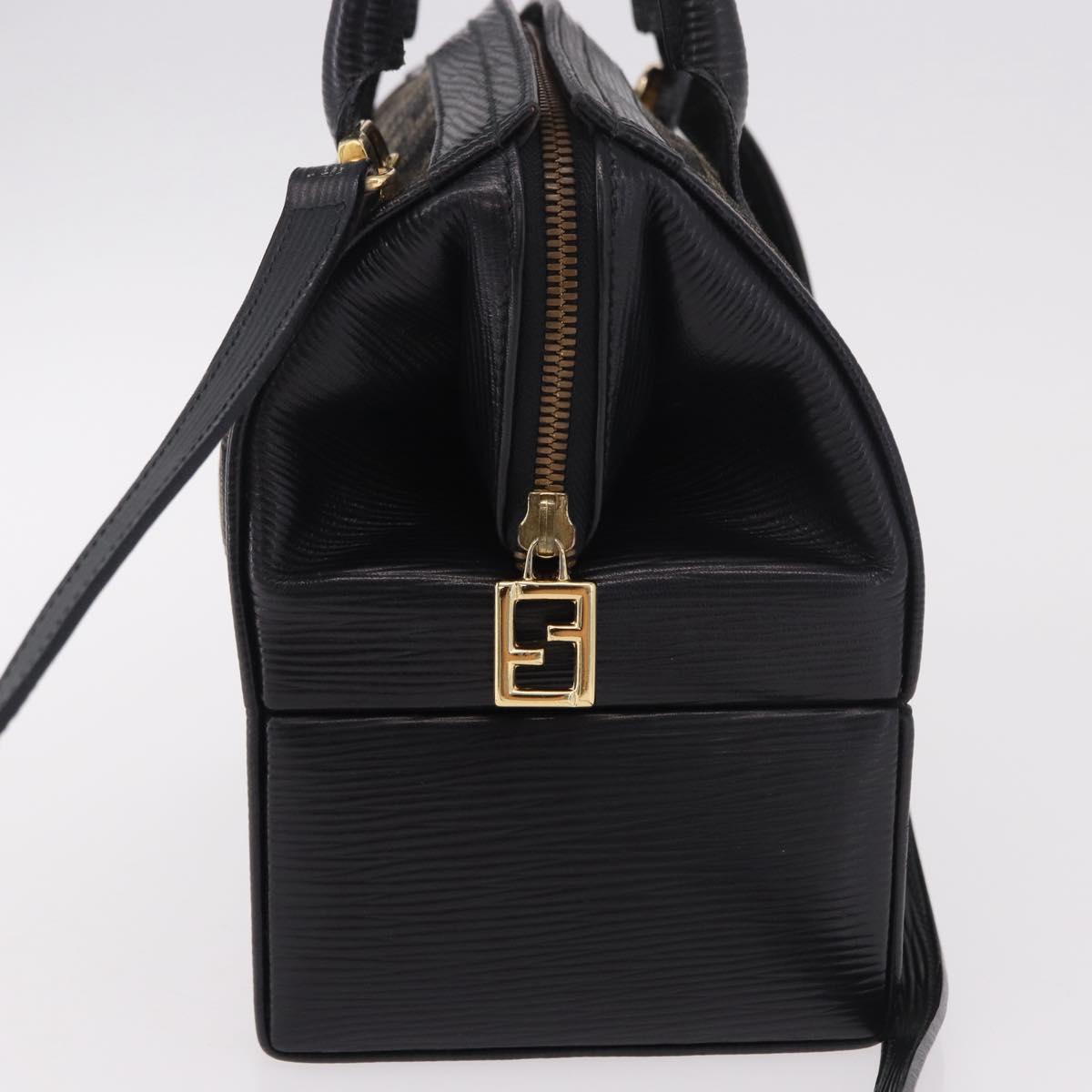 FENDI Zucca Canvas Vanity Hand Bag 2way Brown Gold Auth 191672