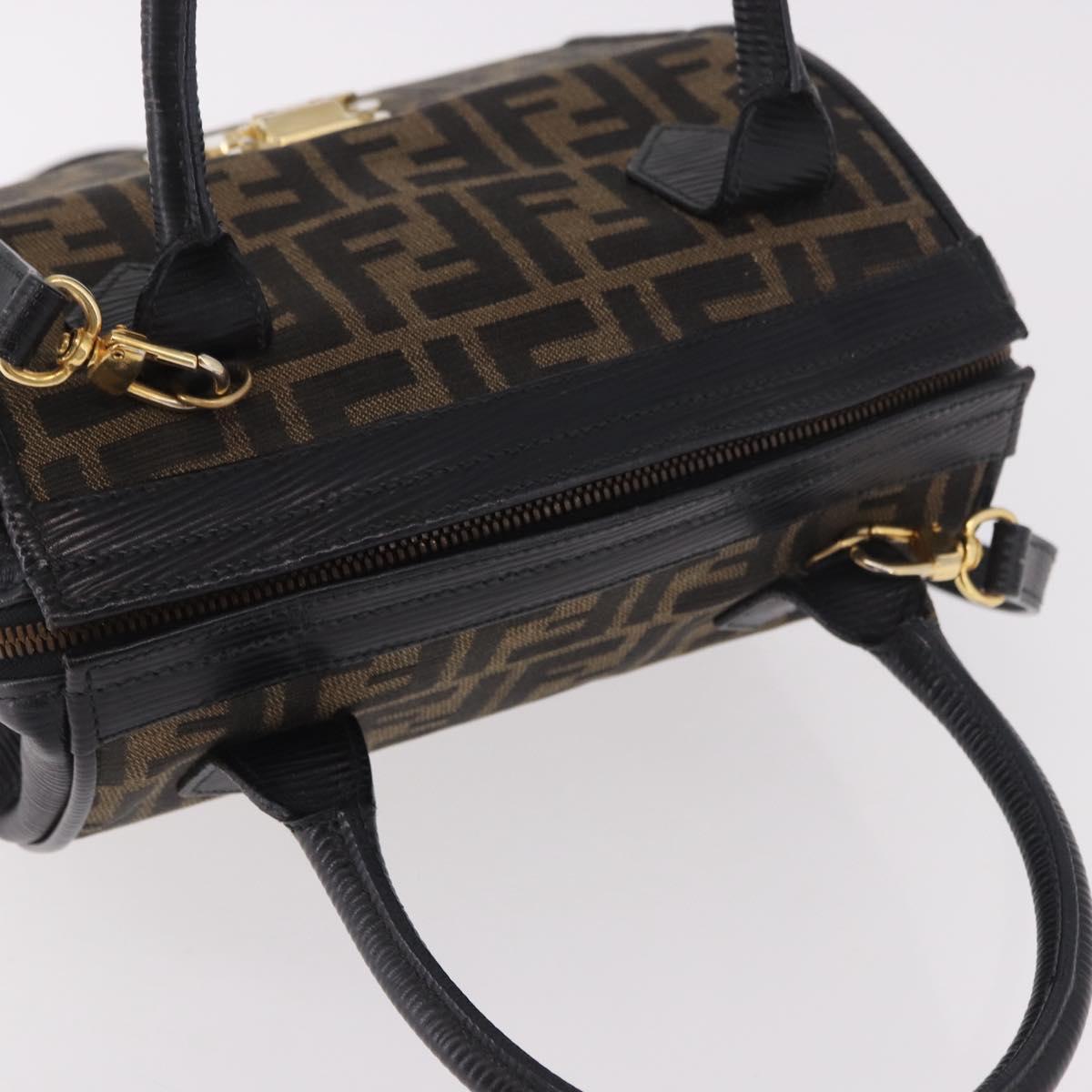 FENDI Zucca Canvas Vanity Hand Bag 2way Brown Gold Auth 191672
