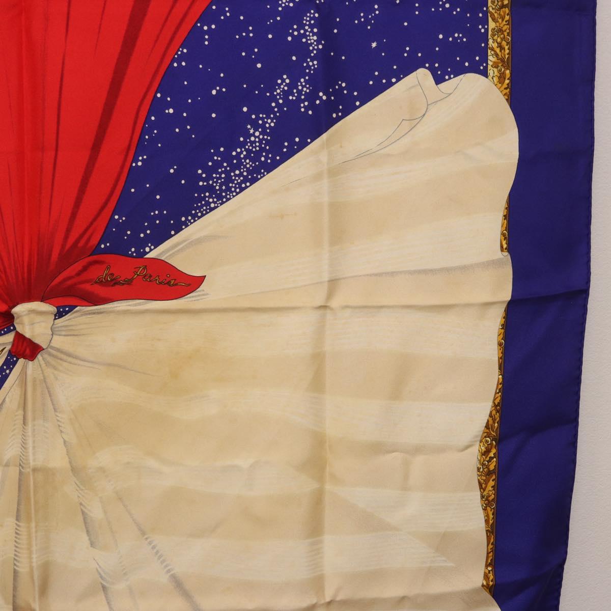 HERMES Carre 90 Scarf ""Souvenirs de Paris"" Silk Blue Beige Auth 191677