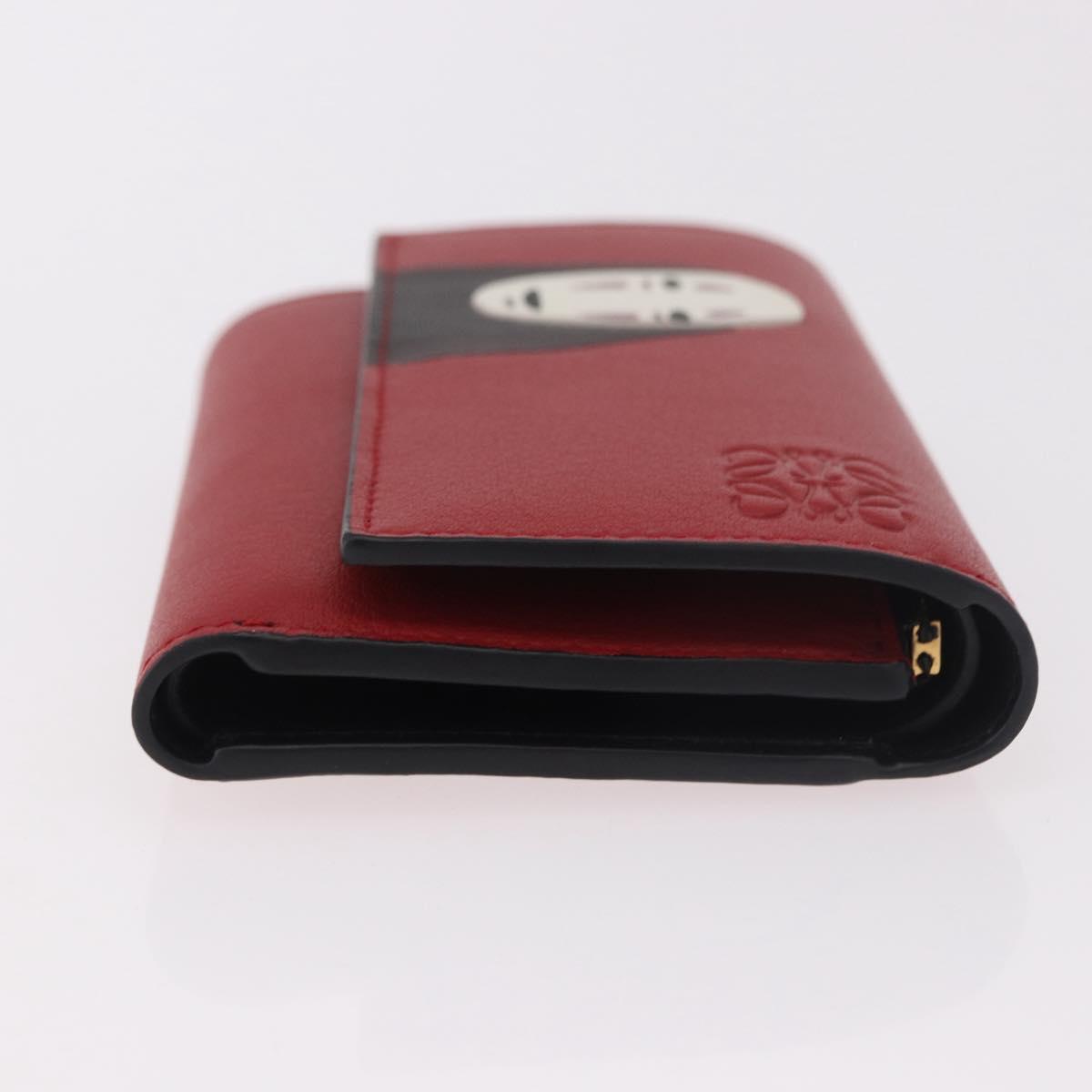 LOEWE Studio Ghibli No-Face Compact Wallet Leather Red Gold Auth 191680SM