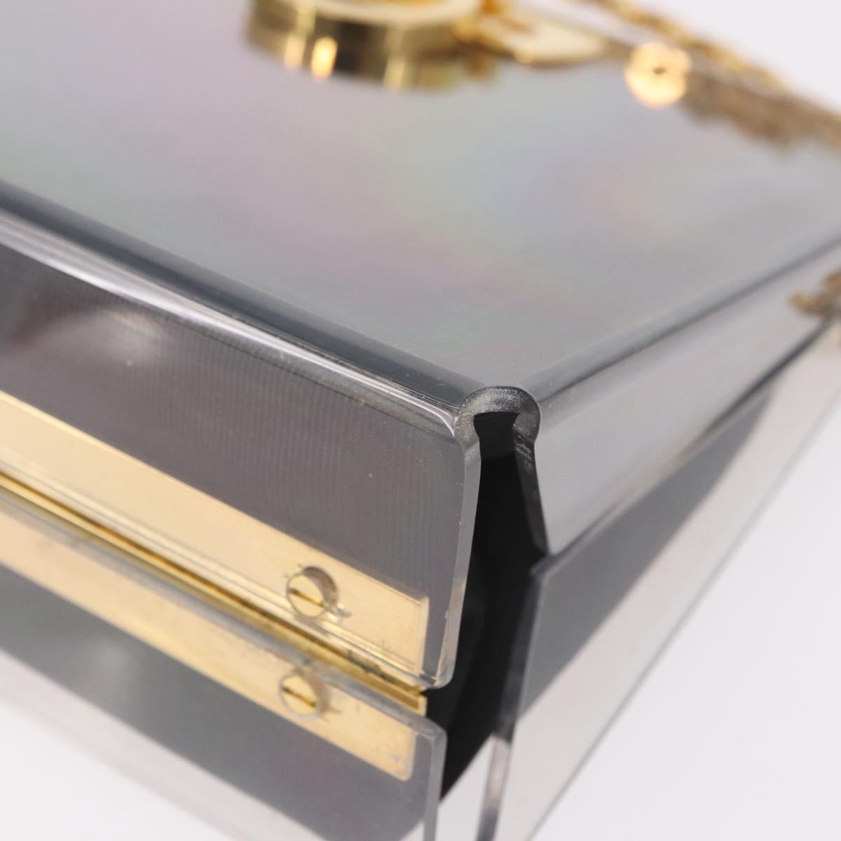 Salvatore Ferragamo Gancini Chain Shoulder Bag Plastic Clear Gold Auth 191682A