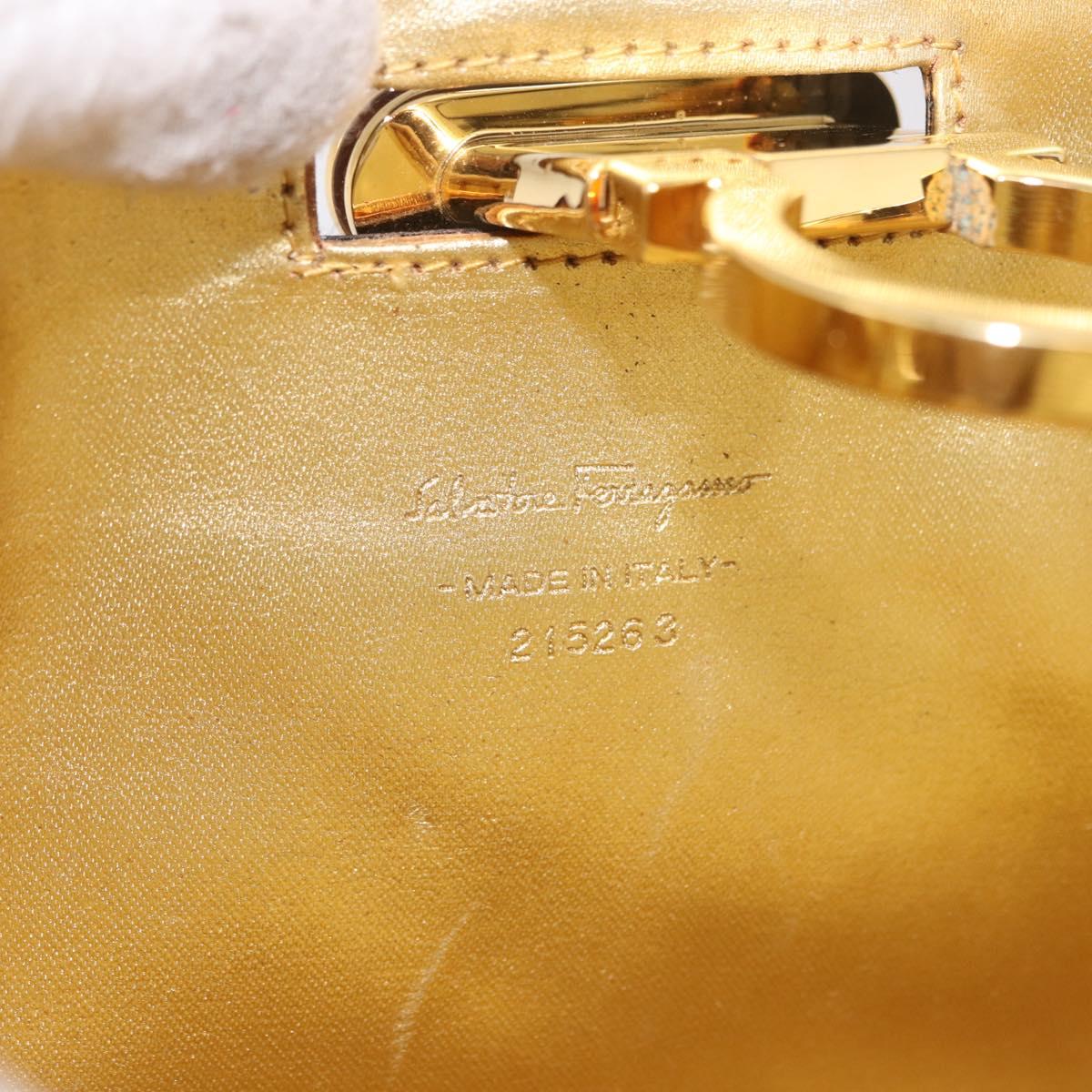 Salvatore Ferragamo Gancini Chain Shoulder Bag Plastic Clear Gold Auth 191682A