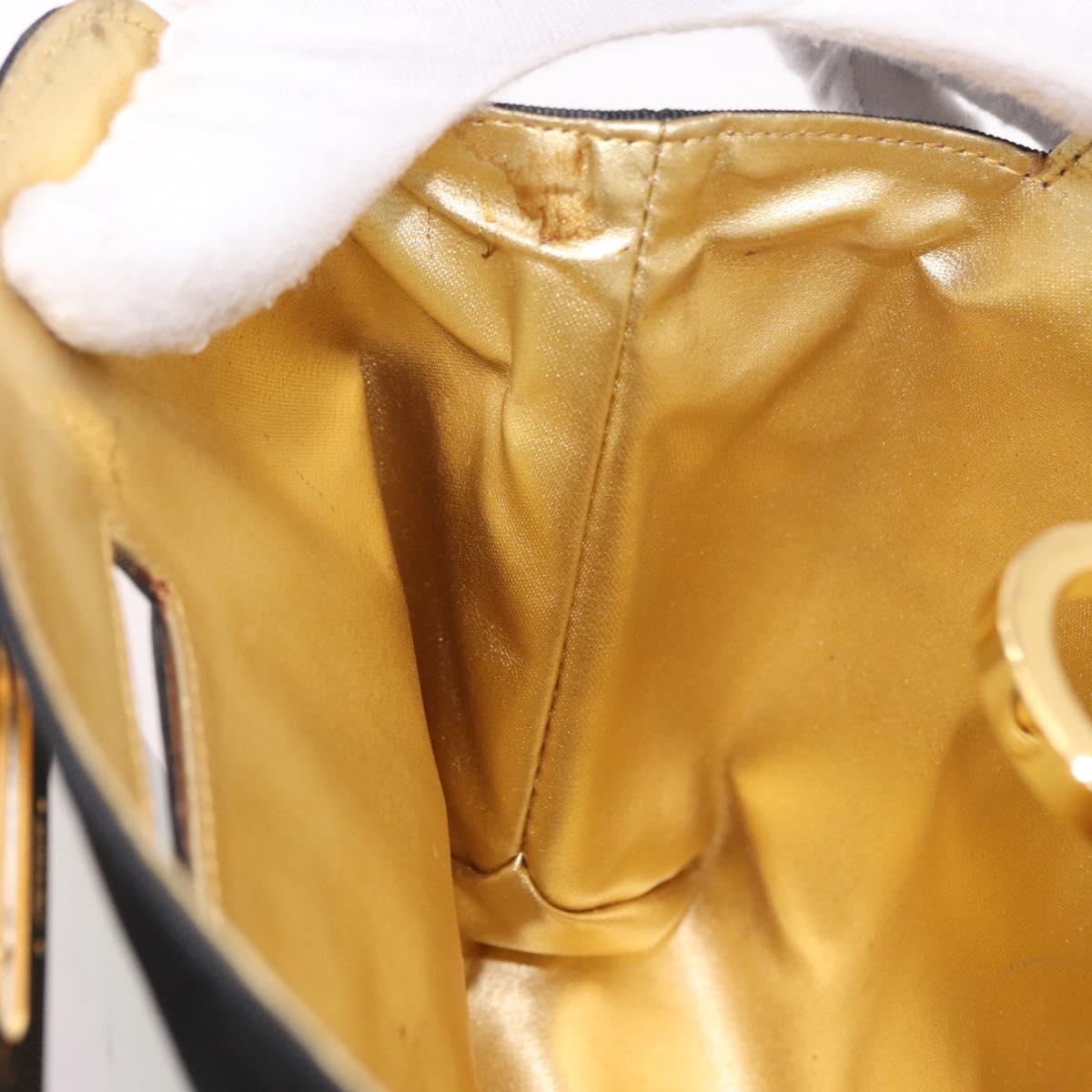 Salvatore Ferragamo Gancini Chain Shoulder Bag Plastic Clear Gold Auth 191682A