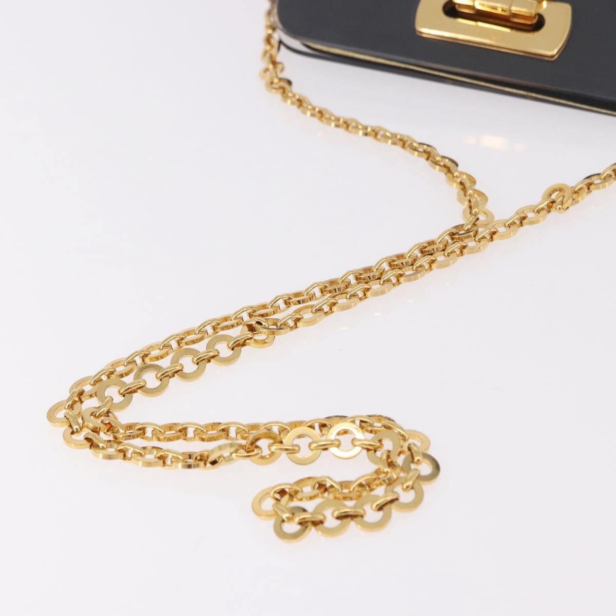 Salvatore Ferragamo Gancini Chain Shoulder Bag Plastic Clear Gold Auth 191682A