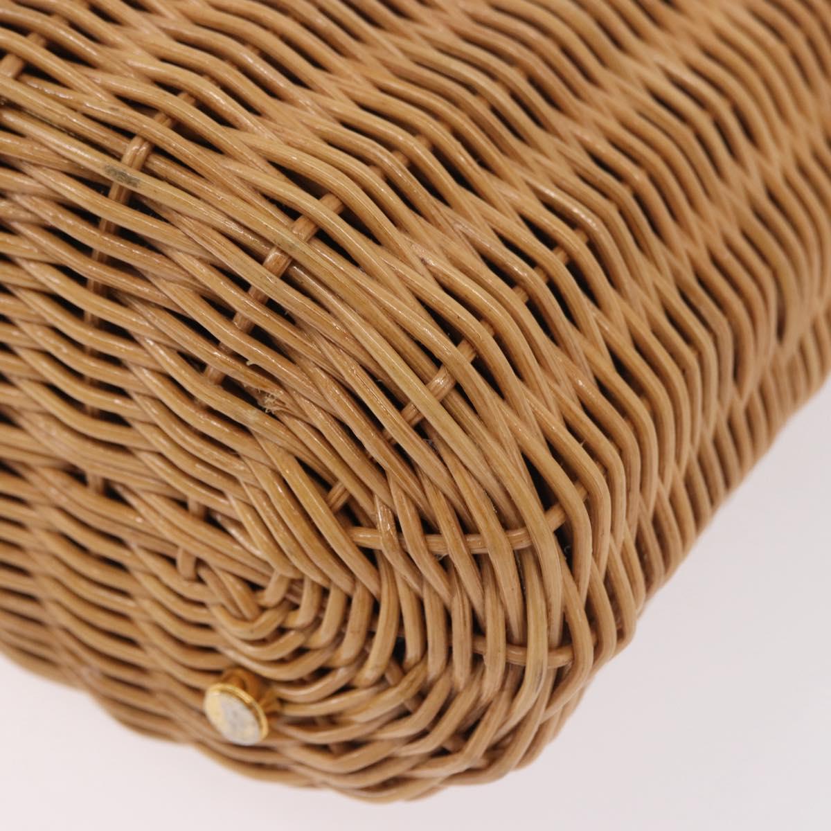 Salvatore Ferragamo Rattan Gancini Hand Bag Brown Gold Auth 191683V