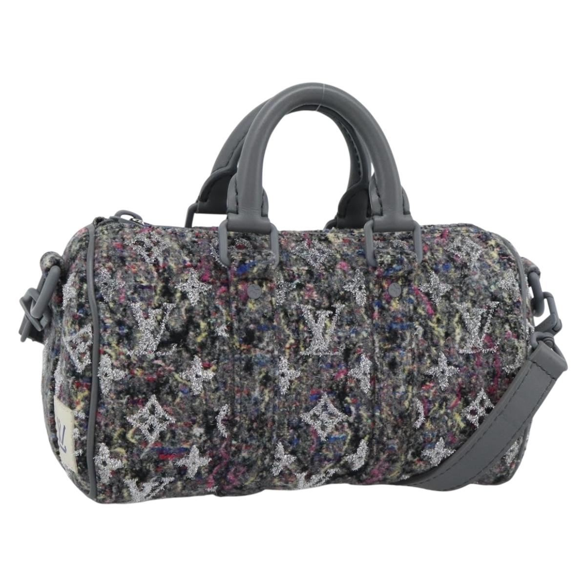 LOUIS VUITTON Monogram Felt Keepall XS Hand Bag Gray Pink M80821 Auth 191687SAM