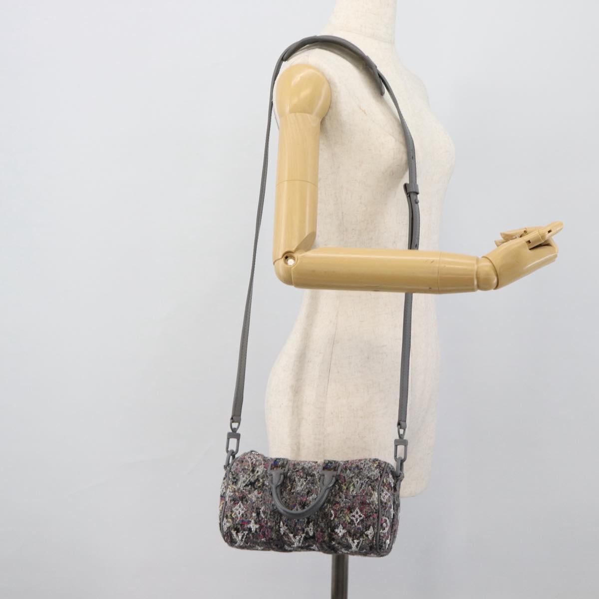 LOUIS VUITTON Monogram Felt Keepall XS Hand Bag Gray Pink M80821 Auth 191687SAM
