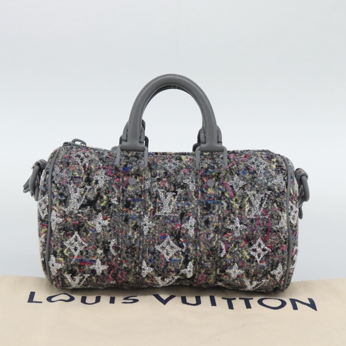 LOUIS VUITTON Monogram Felt Keepall XS Hand Bag Gray Pink M80821 Auth 191687SAM